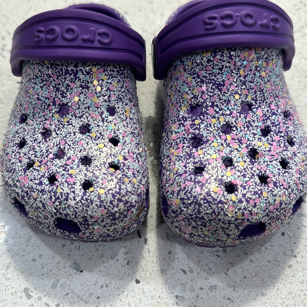 CROCS -purple glitter toddler girl